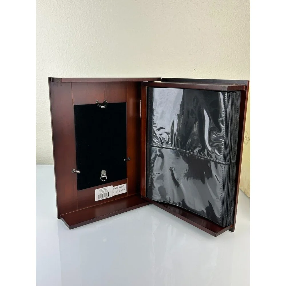 Lenox Forevermore Bookshelf Photo Album Wood Silver Tone Hearts Storage READ